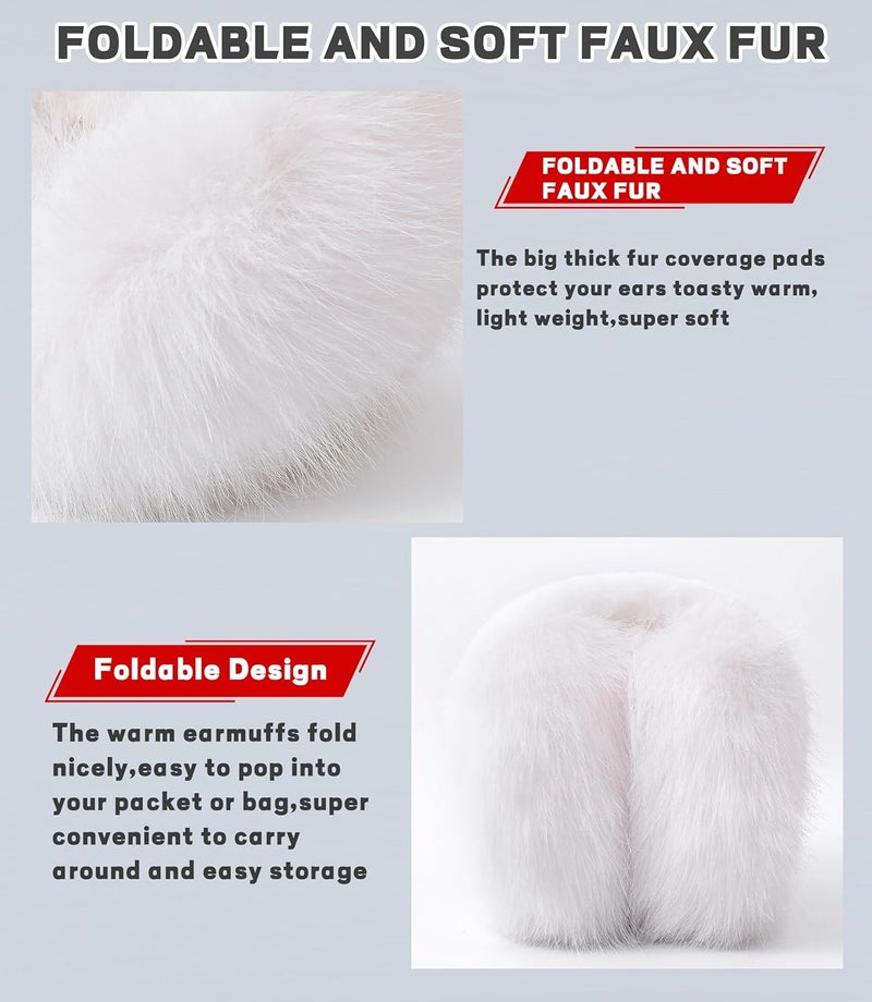 Eyegla Ear Muffs for Women Winter Adjustable & Foldable Fuzzy Earmuffs Fluffy Soft Ear Covers for Cold Weather - Image 4